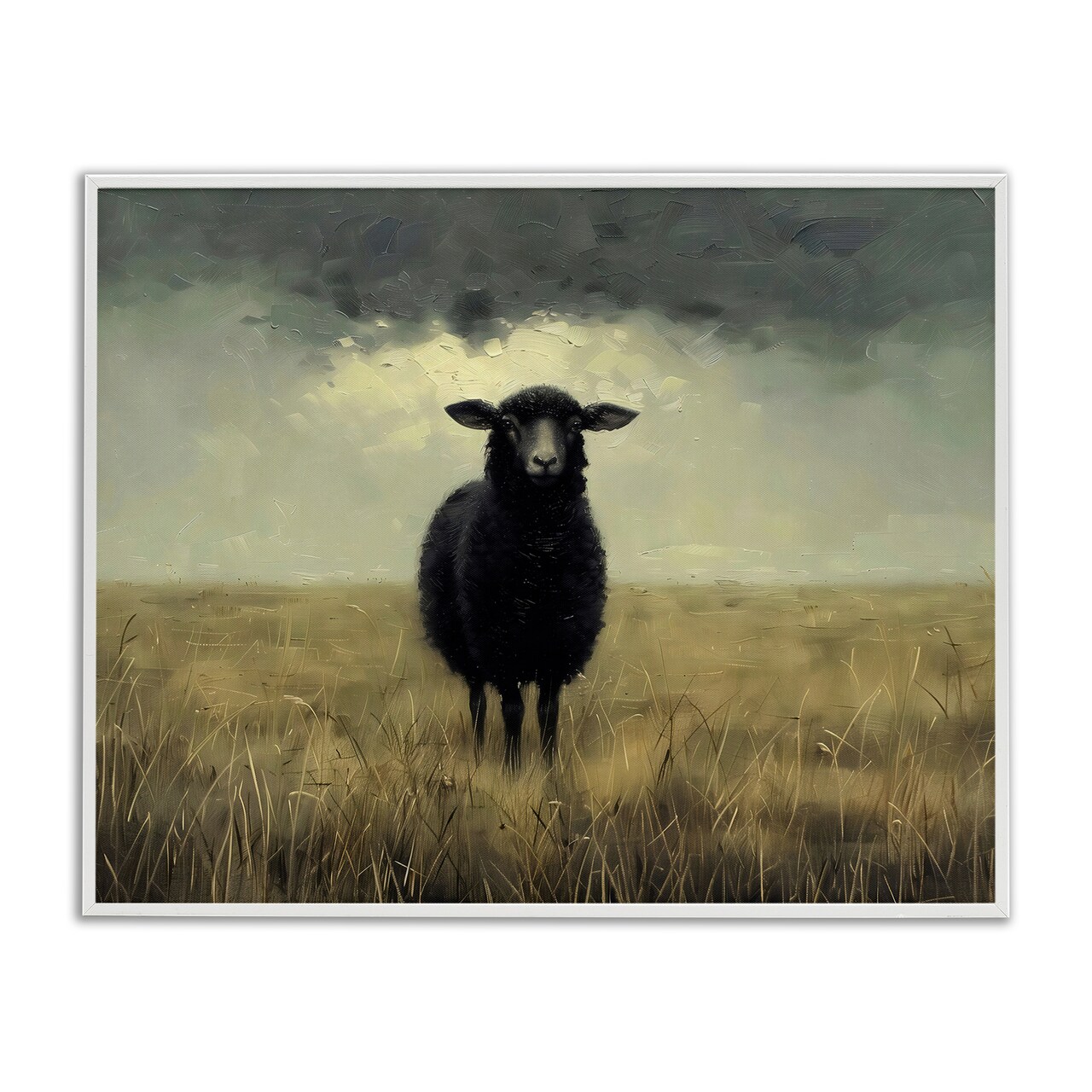 Stupell Industries Black Sheep in Field Black Framed Giclee Art, design by Arlington Prints